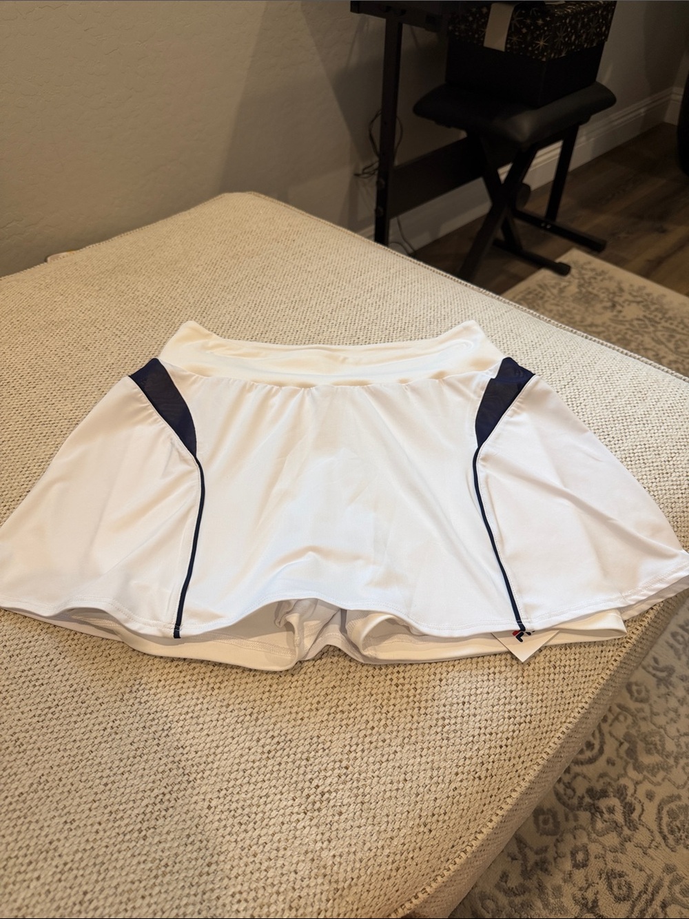 Fila White Tennis Skort with Navy Trim - Women's Athletic Shorts